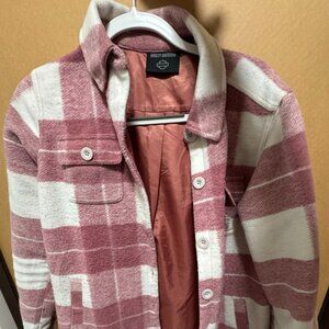 Womens Jacket Pink Plaid Shirt Jacket Harley-Davidson® Women's, Size M (Regular)